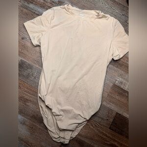 Skims Women’s Short Sleeve Shirt Bodysuit - Beige